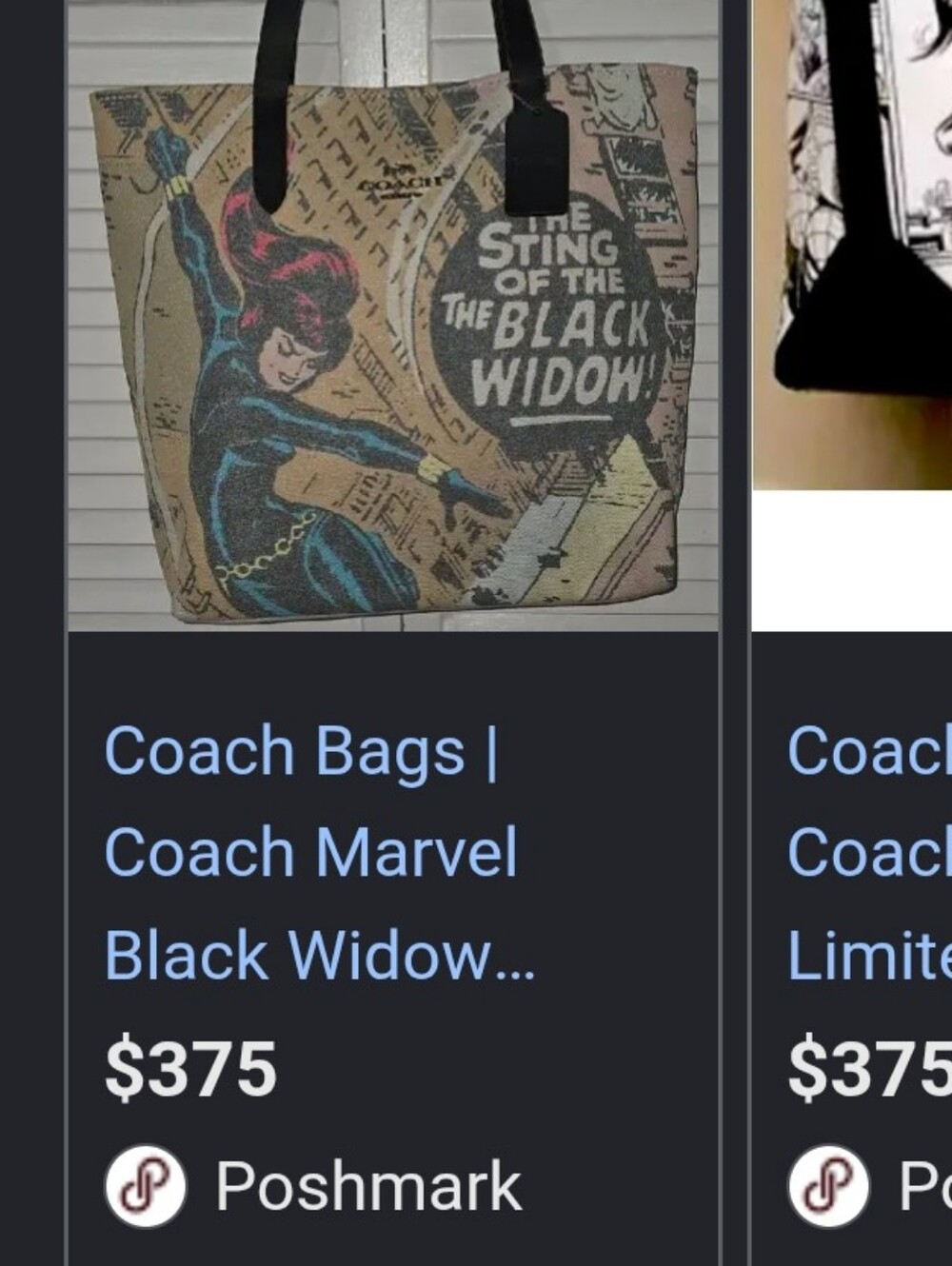 Coach x Marvel Blk Widow Cnvs Tote/ Shoulderbag-New With Tags &Wrap - Picture 7 of 8